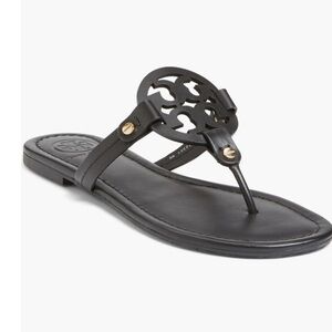 Tory Burch Black Sandals with Gold Accents